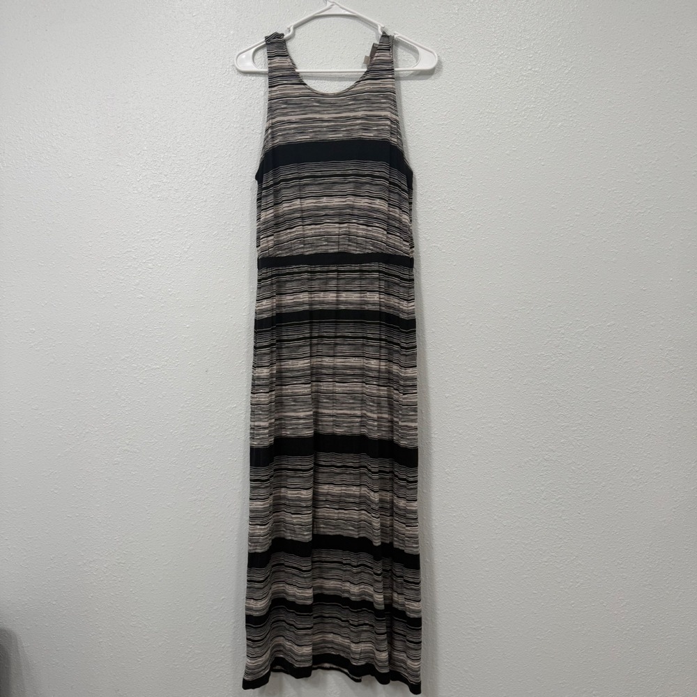 Ann Taylor Loft Womens Black White Striped Sleeveless Maxi Tank‎ Dress Size M